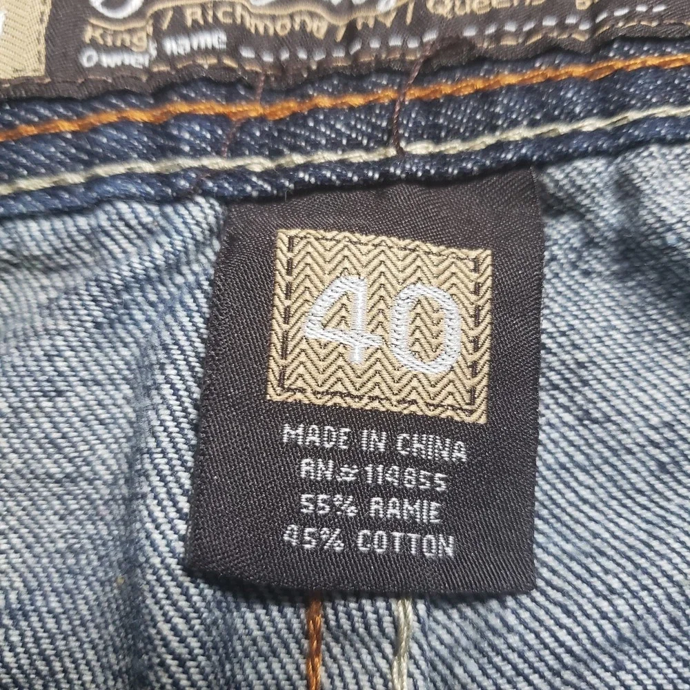 Vintage 5ive Jungle Jeans Mens 40 (FITS 37x27) Y2K Blue Wide Baggy Embroidered